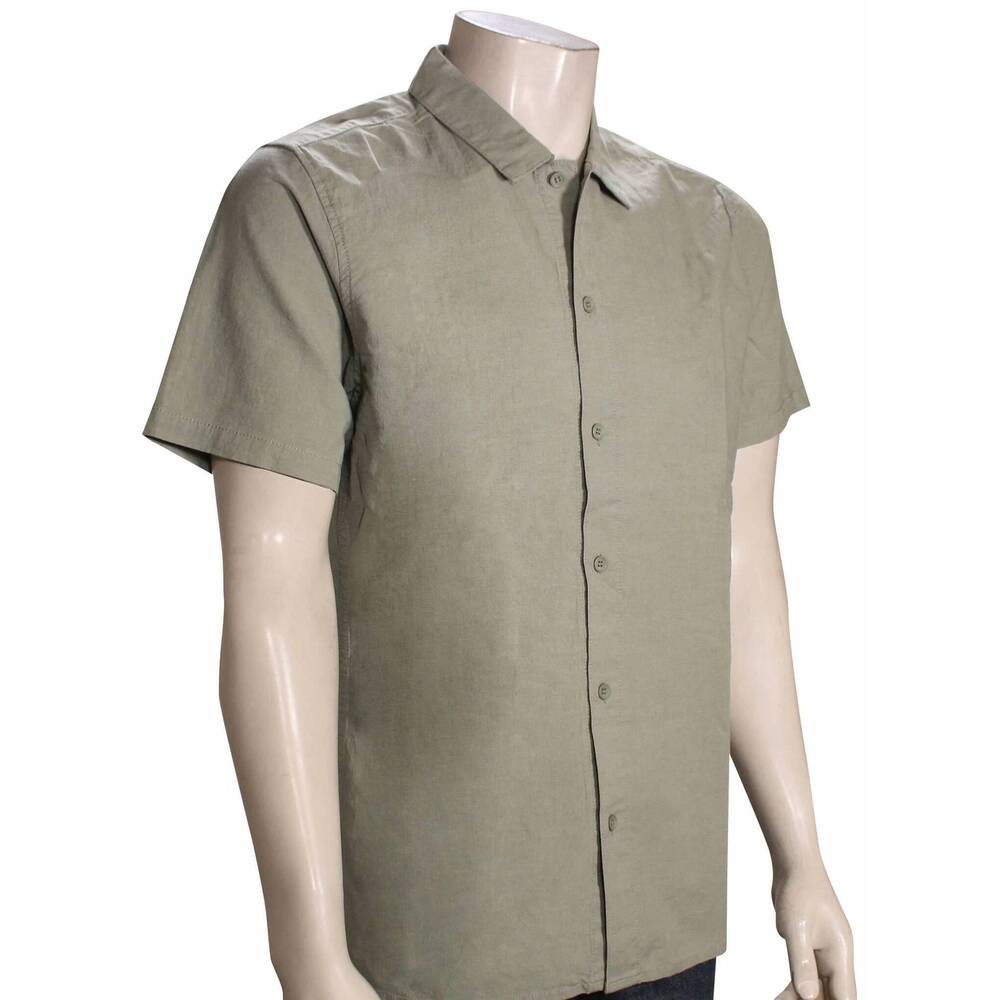 NEW RHYTHM. men's classic short sleeve linen shirt in seafoam